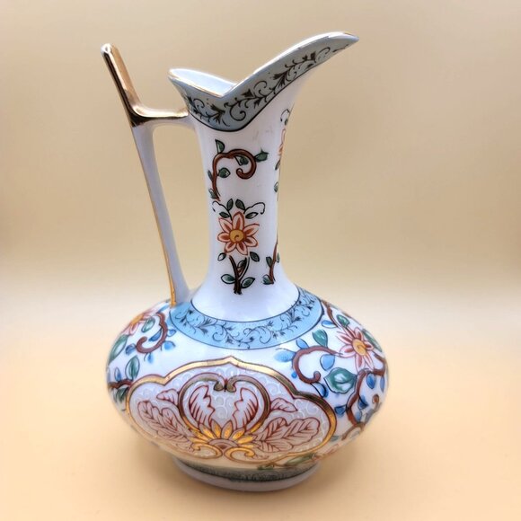 Vintage Hand-Painted Wine Pitcher Porcelain Lenwile Ardalt Ewer Floral sm2007 - Picture 2 of 6